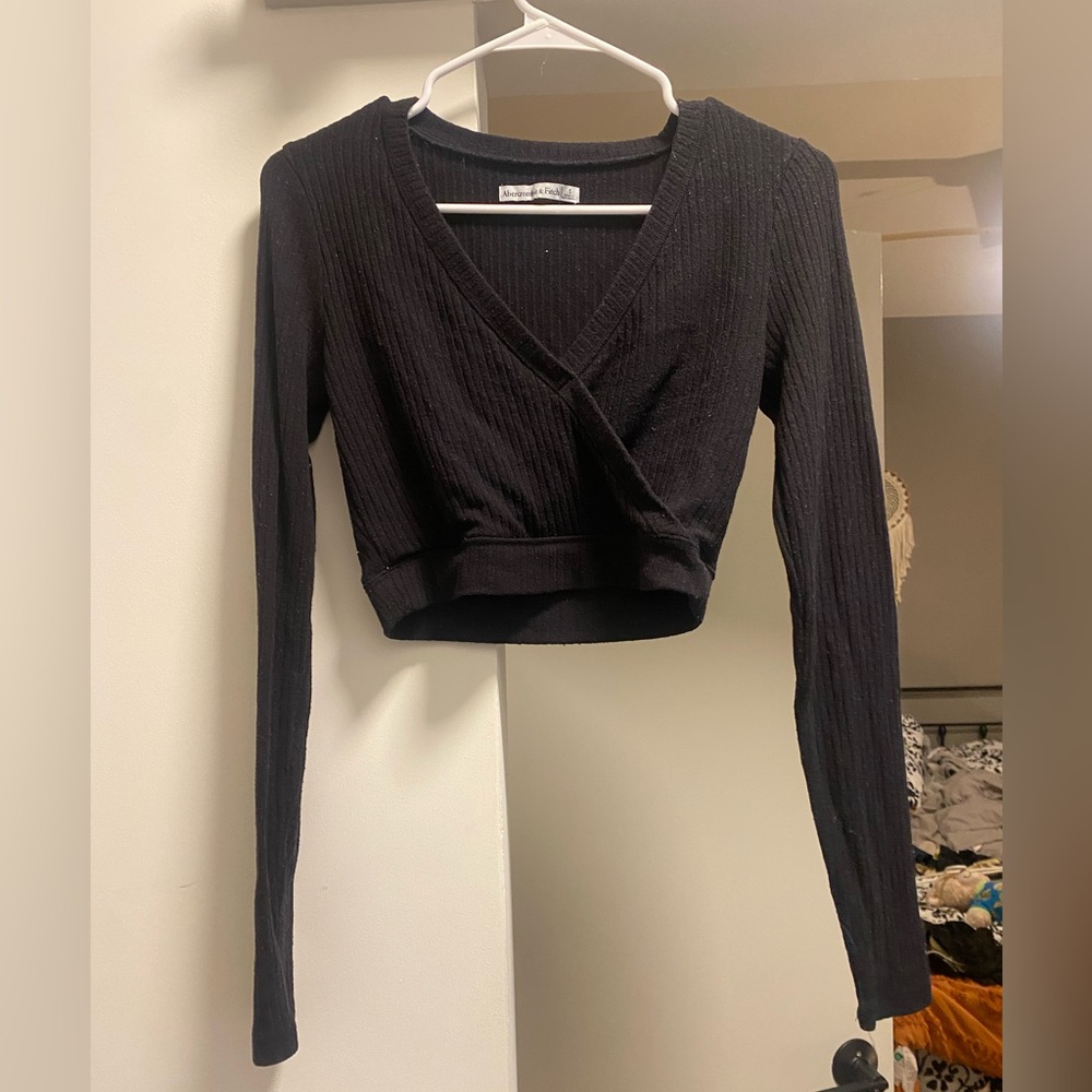 Abercrombie & Fitch Black Wrap Crop Top